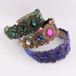 Luxury Baroque Vintage Wide Headband For Women Rhinestone Encrusted Padded Hairband Retro Palace Style Prom Wedding Accessories