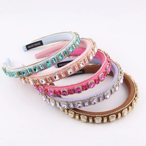 Vintage Baroque Rhinestone Headband For Women Handmade Fabric Padded Crystal Hair Band Fashion Hair Accessories