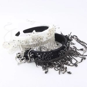 Serre-tête de Luxe avec Gland en Strass Fleur en Dentelle Baroque Mariée Style Gothique Accessoires Cheveux Femme