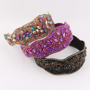 Diadema Ancha de Strass Barroco Vintage Acolchada de Terciopelo Aro para el Cabello Mujer Fiesta Boda Joyería