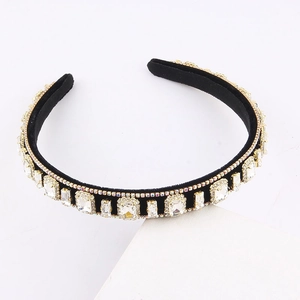 Luxury black velvet headband with sparkling rhinestone embellishments for women