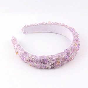 Chic padded headband with lavender sponge and quartz stone beads for fashion wear