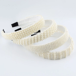 Serre-Tête Tressé en Künstliche Perles d'Imitation Élégant Bandeau Perlé Blanc pour Mariage Fête Mariée Femme Accessoires Cheveux