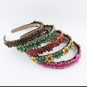 Baroque Vintage Full Rhinestone Flower Headband For Women Luxurious Alloy Crystal Hair Band Wedding Party Hair Accessories