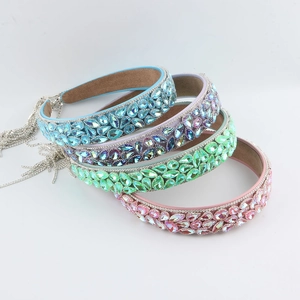 Serre-tête Baroque de Luxe en Alliage Avec Gland en Strass Bandeau à Cheveux en Cristal Coloré Incrusté à la Main pour Mariage Fête Femme Bijoux