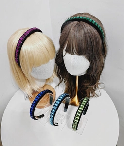 Serre-tête tendance en velours avec cristaux de strass colorés en cinq couleurs