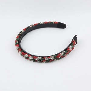 Elegante cerchietto a doppio strato con strass colorati e design festivo intrecciato