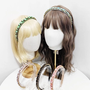 Fashion thin rhinestone headbands in emerald, blue, purple, black and pink set