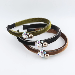 Vintage Velvet Rhinestone Artificial Pearl Headband Elegant Luxurious Hair Hoop For Women Party Daily Hair Accessories Headpiece