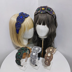 Luxury Baroque style headbands with colorful rhinestones and vintage crystal jewels