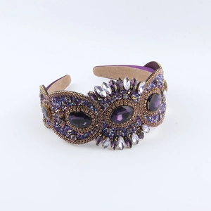 Baroque purple crystal headband with luxury rhinestones and large gemstones