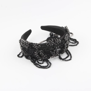 Serre-tête Baroque de Luxe Avec Gland Cristal Artificiel Strass Broderie Perles Florales Gothique Mariage Fête Accessoire de Cheveux Femme