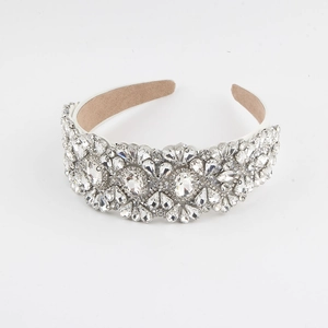 Luxurious wide headband with full crystal rhinestones for weddings and formal parties