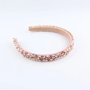Serre-tête rembourré rose orné de strass pour un style de mode luxueux et élégant