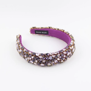 Luxurious baroque headband with handmade purple crystals and sparkling rhinestones