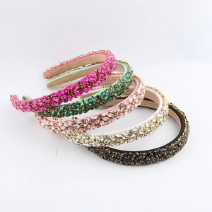Serre-tête Rembourré en Strass de Luxe pour Femmes Matériaux Mixtes Serre-tête en Éponge de Cristal Accessoires Cheveux Fête