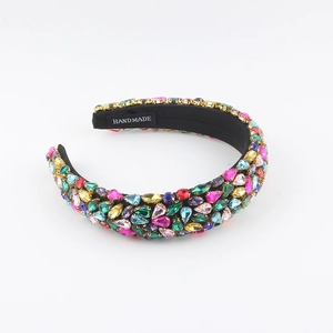 Baroque padded headband featuring colorful rhinestones and handmade luxury crystals