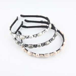 French Luxury Alloy Headband With Glass Rhinestone And Faux Artificial Pearl Vintage Elegant Hairband For Women Daily Party Hair Accessories