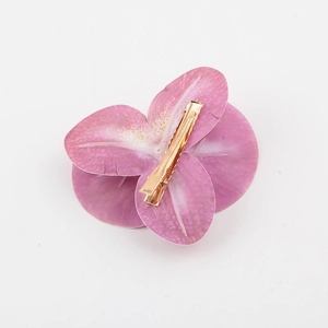 Squisito fermaglio per capelli orchidea con petali sfumati rosa e clip in lega dorata