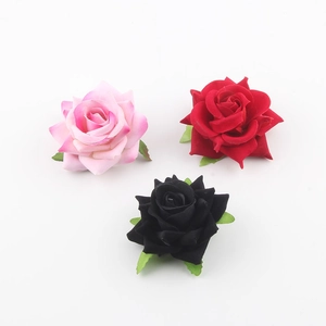 Fermaglio per Capelli con Rosa 3D Fatto a Mano Elegante in Velluto di Tessuto Floreale Becco d'Anatra Romantico Stile Coreano per Donna Matrimonio
