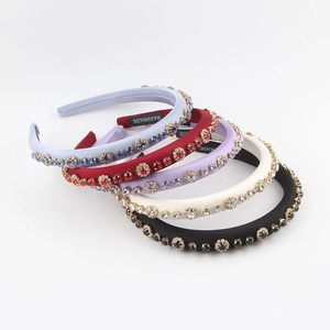 French Vintage Padded Headband For Women Elegant Rhinestone Inlaid Satin Hair Band Simple Handmade Hair Accessories