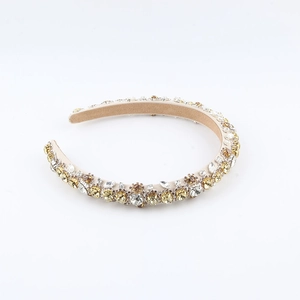 Handcrafted Baroque padded headband with luxury champagne crystals for high cranial top