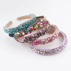 Luxury Baroque Rhinestone Jeweled Headband For Women Vintage Crystal Satin Padded Hairband Elegant Party Hair Accessories