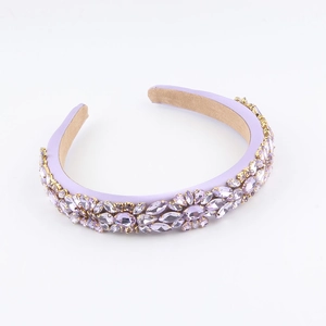 Baroque lavender purple headband with crystal rhinestones and gold claw settings