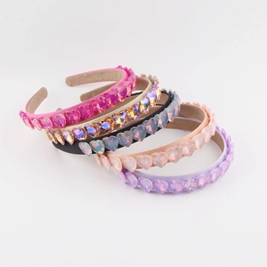 Cerchietto Barocco con Cristalli a Cuore per Donna Fascia per Capelli in Tessuto di Raso Antiscivolo Accessori per Capelli