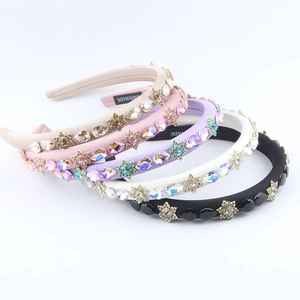 Luxuriöser Gepolsterter Satin Schwamm Haarreif Mit Bunten Strass Blumen Verzierungen Handgefertigtes Haarband Damen Mode Haarschmuck