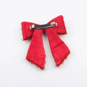 Lussuoso fermaglio per capelli in velluto rosso con strass e clip a molla in metallo