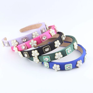 Eleganter Strass Blume Breiter Haarreif Für Damen Künstliche Perle Floral Stoff Haarband Mode Kopfschmuck Für Alltag Party
