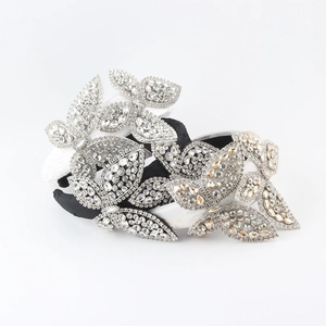 Barock Vollstrass Schmetterling Breiter Haarreif Für Damen Luxus Legierung Glitzerndes Blatt Haarband Ball Hochzeit Haarschmuck