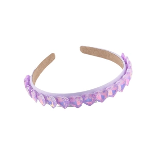 Cerchietto barocco viola con cristalli a cuore e strass luccicanti per capelli donna