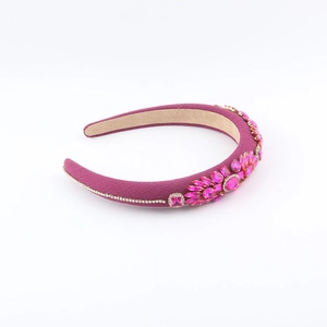 Magenta Baroque velvet headband featuring sparkling pink rhinestones and crystals