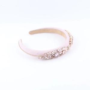 Baroque style pink crystal headband with sparkling rhinestones for party wedding