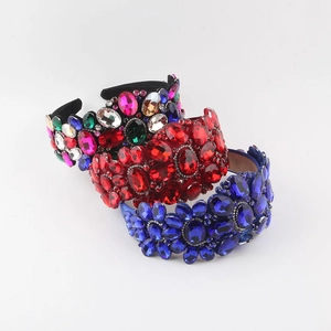 Baroque Wide Brim Rhinestone Headband For Women Luxury Heavy Craft Crystal Embellished Vintage Hair Hoop Party Banquet Fashion Hair Accessories