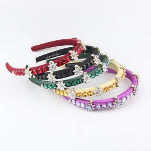 Serre-tête Rembourré Fleur en Strass Étincelant Baroque Vintage Cristal Accessoire Cheveux Mode pour Femme Mariage Fête