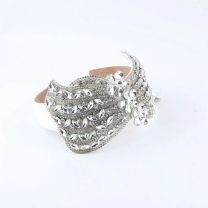 Luxury white bridal headband with crystal rhinestones for wedding and formal party hair styling