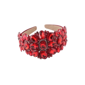 Baroque luxury headband with sparkling red crystal rhinestones for party styling