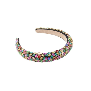 Colorful baroque headband with thick padding and sparkling oversized rhinestones