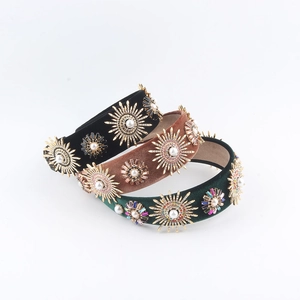 Barock Vintage Breites Samt Stirnband Mit Strass Kunstperle Luxus Haarreif Für Damen Bankett Hochzeit Party Schmuck