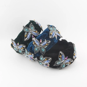 Cerchietto Intrecciato in Velluto Vintage Con Decorazione a Farfalla in Strass Cerchietto Imbottito di Lusso per Donna