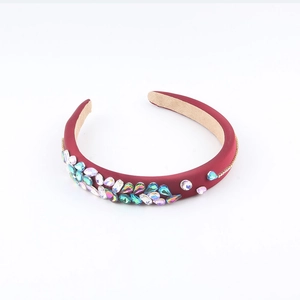 Cerchietto di lusso in spugna di velluto con strass colorati e cristalli luccicanti