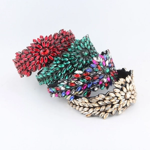 Baroque Luxurious Wide Rhinestone Headband Vintage Full Crystal Floral Hair Accessory For Women Banquet Party Wedding Jewelry
