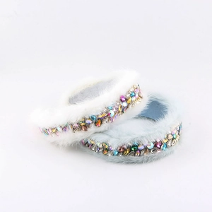 Luxus Kunstpelz Strass Haarreif Für Damen Bunte Kristall Winter Flauschiges Haarband Hochzeit Party Haarschmuck