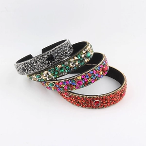 Cerchietto Largo in Strass Barocco Lussuoso Lega Cristallo Colorato Imbottito per Donna Festa Matrimonio Accessori Capelli