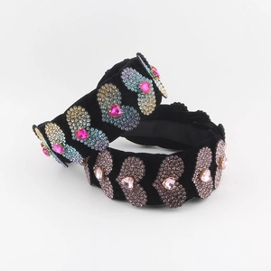 Baroque Velvet Heart Rhinestone Padded Headband Luxury Vintage Hair Accessory For Women Party Wedding Banquet Jewelry