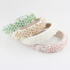 Cerchietto Imbottito Largo Barocco Con Künstliche Perle Sintetiche Cristallo Strass Per Donna Matrimonio Festa Lusso Fatto a Mano Accessori Capelli