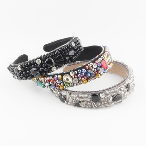 Baroque Luxury Rhinestone Wide Headband For Women Heavy Craft Gemstone Crystal Hair Hoop For Party Wedding Hair Accessories